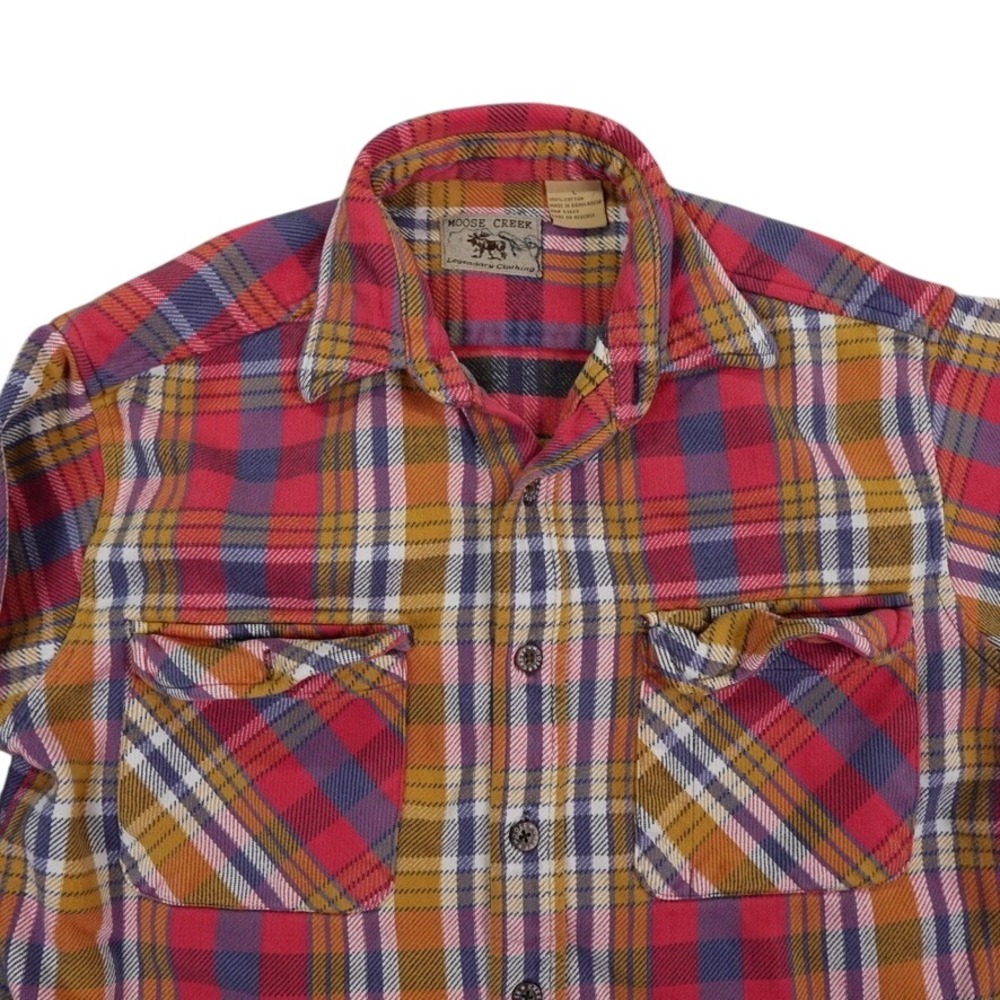 VTG Moose Creek Mens Plaid Heavyweight Flannel Shirt Shacket Cotton‎ Large